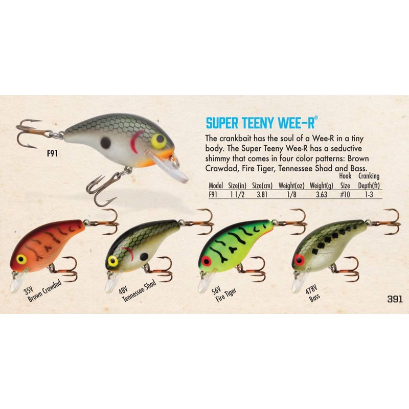 Rebel Lures F9148V Super Teeny Wee-R Lure (Tennessee Shad, 1