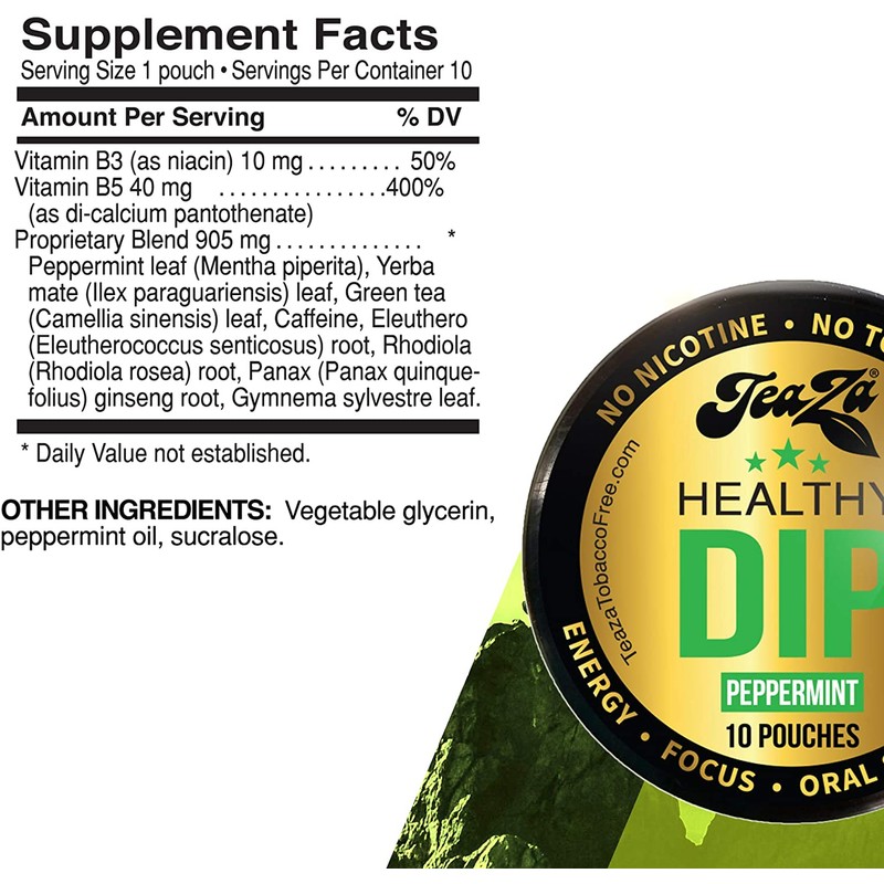 NEW Teaza Herbal Energy Pouch Mixed (4 pack) Peppermint-Tropical-Cool Mint