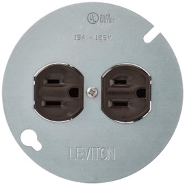 Leviton 15 Amp 125 Volt, Duplex Receptacle, with 4" Metal Cover, Residential Grade, Grounding, 1228, Brown