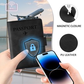 COSHAYSOO Initial RFID Passport Cover for Women Passports Book Holder Case Air Travel Essentials Airplane Flight Accessories Airline Plane Flying Must Haves Traveler Gifts Butterfly Letter Black Y