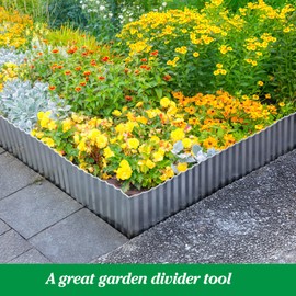 Metal Landscape Garden Edging Border, 6 Inch x 20 FT Corrugated Metal Edging for Landscaping, Sturdy Steel Lawn Edging for DIY Flower Bed Edging Tree Fence Yard Pathway