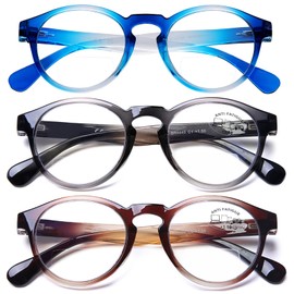 AQWANO Bifocal Reading Glasses for Men Blue Light Blocking Computer Bifocal Readers Women Stylish Fashion Designer Lightweight Spring Hinge, 3 PACK 2.25