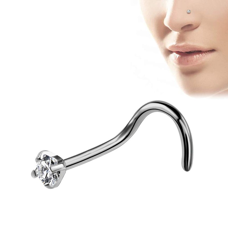 OUFER Titanium Nose Ring G23 Solid Titanium Nose Stud 20G