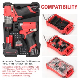 Gen 3 M12 Drill Driver and Accessories Organizer for Milwaukee 48-22-8435 Packout Tool Box - EVA Liner for Enhanced Protection(Black Liner Only - Box and Tools Not Included)
