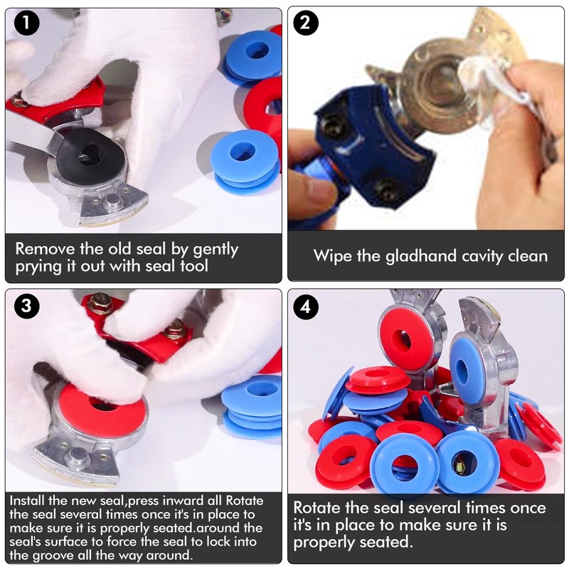 Vitonsbay 100pcs Gladhand Seals,Gladhand Silicone Grommets Gaskets with Seal Tool