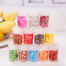 ZIENVE 12 Styles Assorted Fruit Slime Charms, 3D Polymer Slices for DIY Crafts, Resin Making, Lip Gloss, Nail Art, and Cellphone Decorations