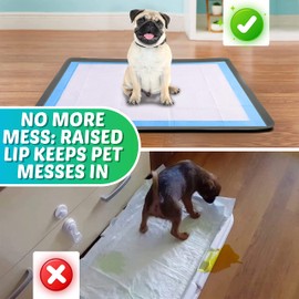 TidyFriend Dog Pee Pad Holder Tray Fits for 28” x 34” Wee Wee Pee Pads - Stable Grip, Raised Edges, Quick-Wipe Silicone Surface Dog Potty Tray Holder for Indoor Flooring Protection (Grey)