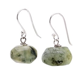 Edelstein Perle Ohrringe für Frauen - Teardrop Form Edelstein und Sterling Silber Haken baumeln Tropfen Ohrringe (Prehnit)