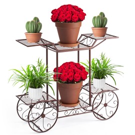 Sorbus® Garden Cart Stand & Flower Pot Plant Holder Display Rack, 6 Tiers, Parisian Style - Perfect for Home, Garden, Patio (Bronze)