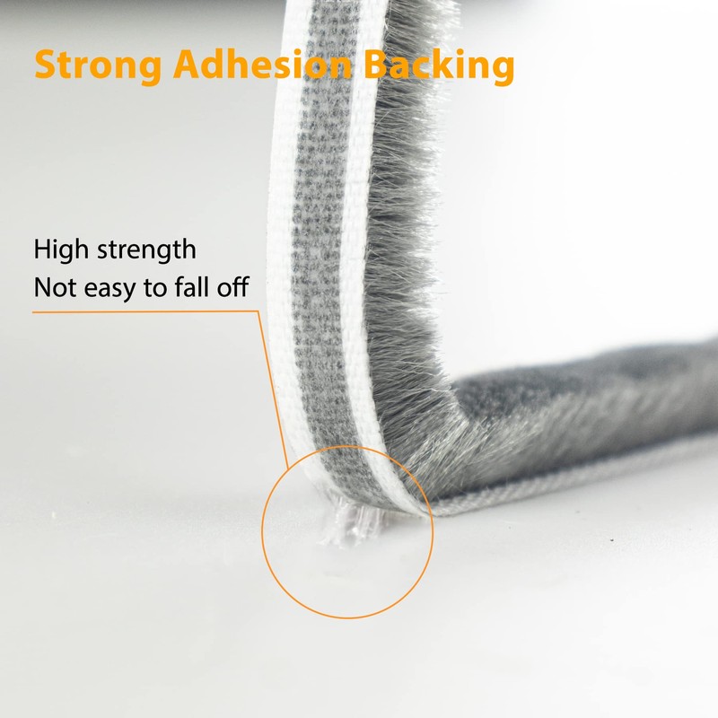 39.4FT Brush Weather Stripping, Neat Pile Self Adhesive Seal Strip