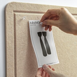 Large Bulletin Board - 48 x 48 Inches, Decorative Felt Pin Board for Wall - 4' x 4' Foldable Photo Display Board with Self-Adhesive Tape, Includes 20 Push Pins - Beige Brown