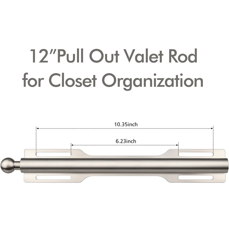 FIRJOY 12" Valet Rod for Closet Pull Out (1 Pack,