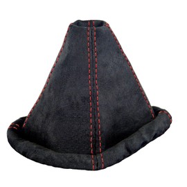 L & P Car Design Shift Boot Cover Faux Suede Compatible with VW Golf 2 MK2 3 MK3 Passat MK3 Polo MK3 for Jetta MK2 MK3 Manual Transmission Black red Stitch