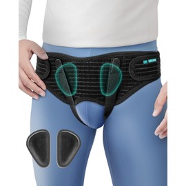 ZEAZEN Hernia Belt for Men - Adjustable Support Brace, Comfortable & Breathable Design, Ideal for Single/Double Inguinal Hernia Pain Relief, Discreet Wear for Everyday Use (Black, Medium)