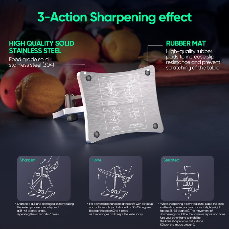 Grihot VN3 Professional Knife Sharpener | 3-Action Streamlined Sailboat Design