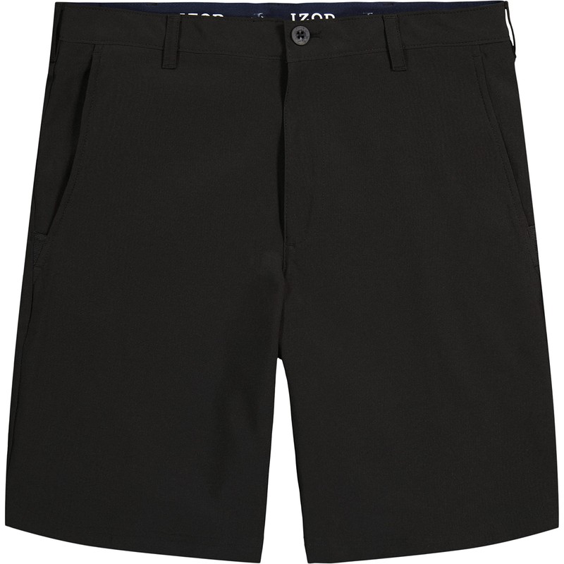 IZOD Mens 9.5" Swingflex Stretch Straight Fit Golf Shorts, Black,