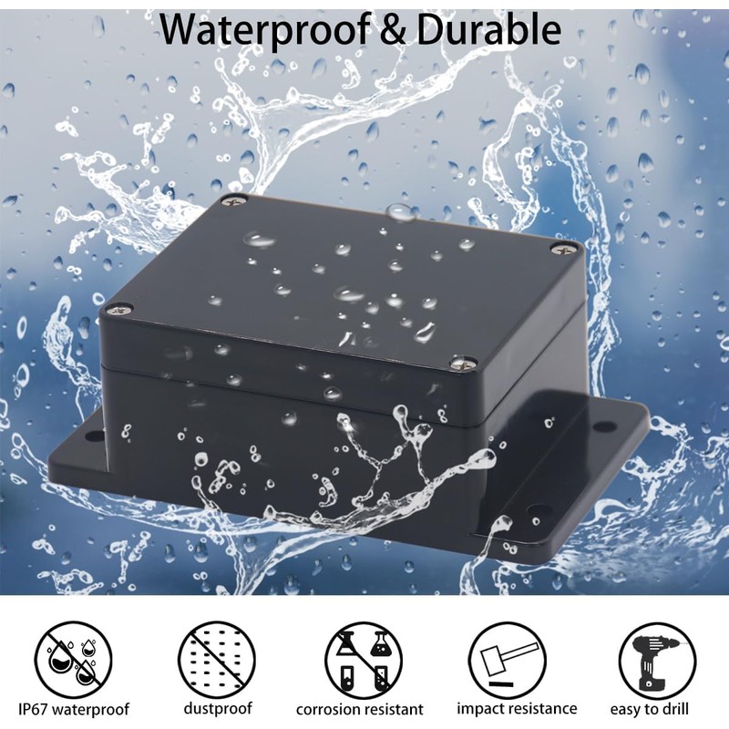 Raculety Project Box ABS Black Electrical Boxes IP65 Outdoor Waterproof
