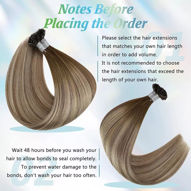 Full Shine Extensiones Cabello Humano .8gr 14in Color De Balayage