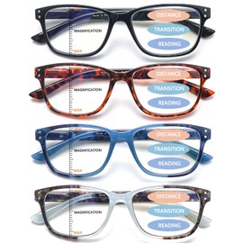 Ronecool Progressive Multifocus Reading Glasses for Women Blue Light Blocking Computer Readers with Spring Hinge (4C, 2.75, x)