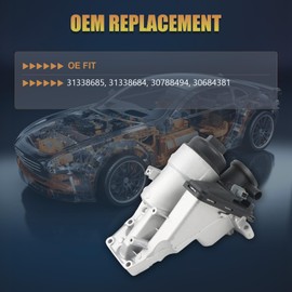 Bulubiu Engine Oil Filter Housing 31338685 Fit for Volvo 30 C70 S40 S60 S60L V50 V60 XC60 XC70 2.4L 2.5L,aftermarket part Replace OE 31338684, 30788494, 30684381