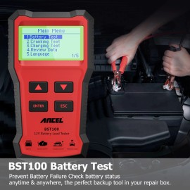 Ancel BST100 12V Auto Car Battery Tester Charging Cranking Test 220Ah 2000CCA US