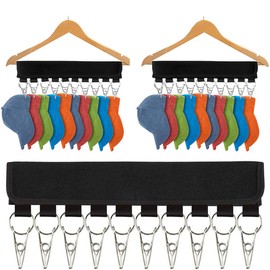 Aufondof Hat Organizer Hangers, 2 Pack Hat Storage for Room & Closet, 10 Large Holder Clips to Hang Baseball Hats, Ball Caps, Winter Beanie & Accessories, Fits All Size Hangers