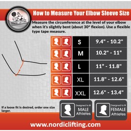 Nordic Lifting Elbow Sleeves (1 Pair) Support & Compression for Weightlifting, Powerlifting, Cross Training & Tennis - 5mm Neoprene Sleeve as the Best Brace - Women & Men 1 Year Warranty, Black, S