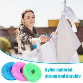 Windproof Clothes Line, Non-Slip Washing Line, Travel Washing Line, 3 Pieces, 10 m Non-Slip Clothes Line, Camping Accessories, Outdoor Clothes Line for Garden, Travel, Holiday, Motorhome or Caravan