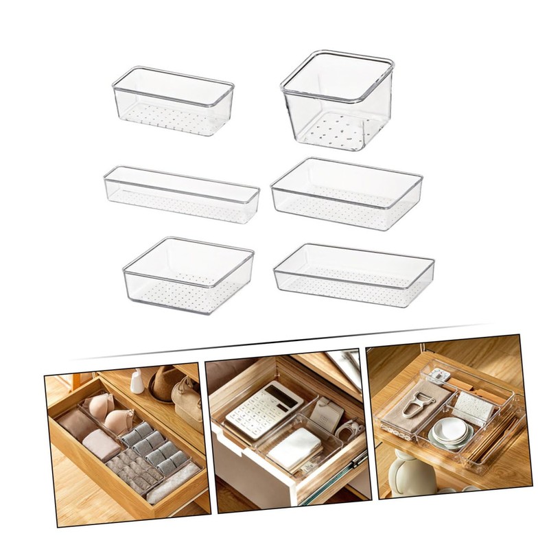 LABRIMP 6pcs Transparent Organizers for Home Storage Multi-purpose Tableware Holders