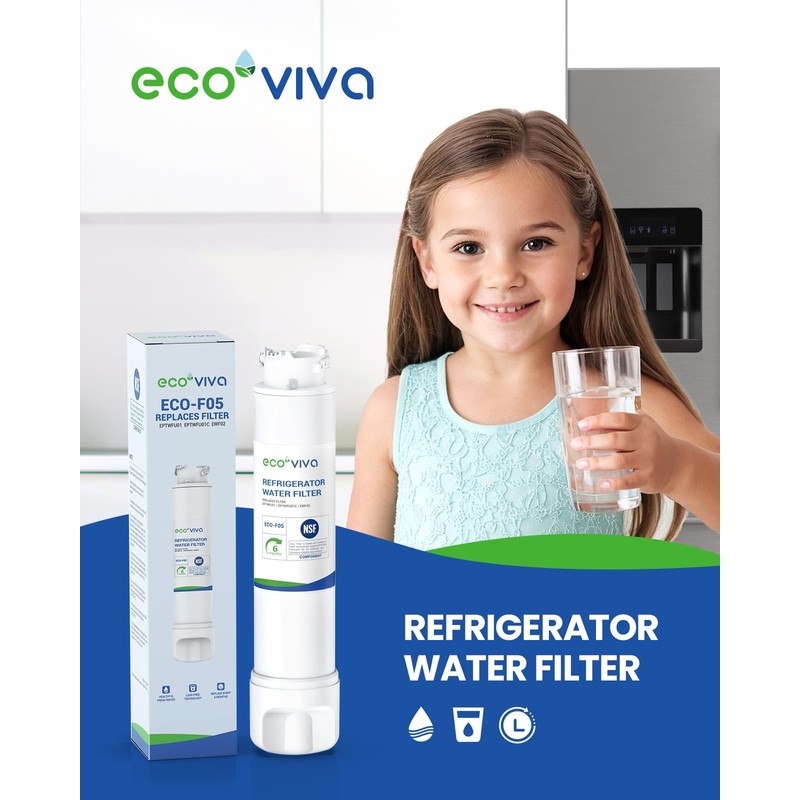 Ecoviva EPTWFU01 Replacement Water Filter, Compatible with Pure Source Ultra