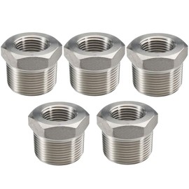 Beduan Stainless Steel Reducer Hex Bushing 1" Male NPT to 3/4" Female NPT Reducing Cast Pipe Adapter Fitting for Air Water Gas Fuel(Pack of 5)