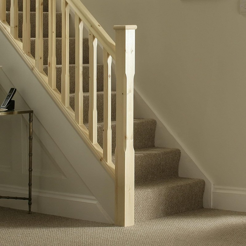 Cambridge Clear Pine Flat Newel Cap 102x102x27mm, Full Stair Newel