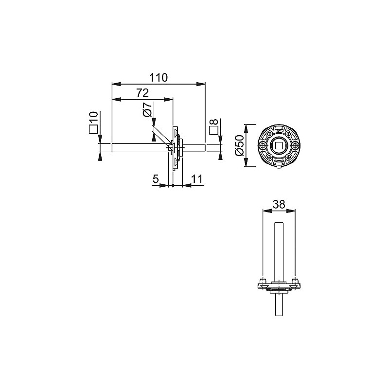 HOPPE Mounting Module UP52/RFL Round Door Handle Rosette VK 10/72
