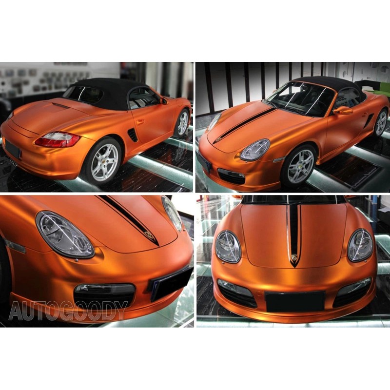 AUTOGOODY 60" x 60" Satin Matte Chrome Metallic Orange Vinyl