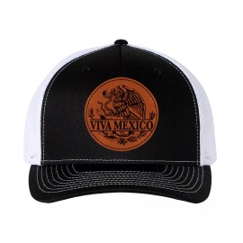Richardson Trucker Hat Baseball Cap Mexican Hat Viva Mexico Eagle Leather Patch Hat