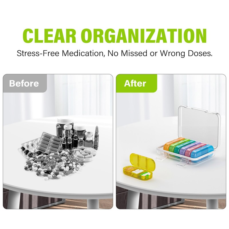 Vikie Weekly Pill Organizer 3 Times a Day, MORN NOON