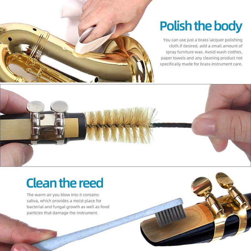 Saxophone Cleaning Kit with Case for Alto/Tenor Saxophone Clarinet Flute,