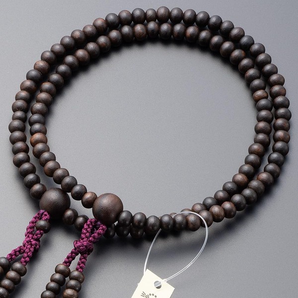 Butsudanya Takita Shoten Buddhist Beads Shingon Buddhist Beads for Women, Striped Ebony (Gloss), 8 inch, Pure Silk Hanbama Buddhist Bead Bag, Kyoto Prayer Beads, Koyasan Furun, Double Layer,