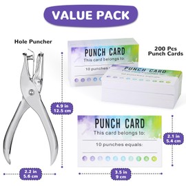 ONEDONE Punch Cards 200 PCS Watercolor Reward Punch Cards for Classroom with Puncher Incentive Awards for Students Teachers Home Classroom School Supplies Business Loyalty Cards