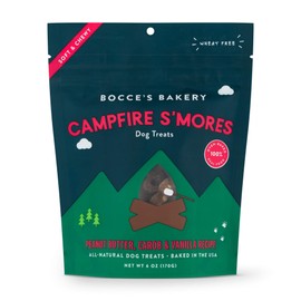 Bocce’s Bakery Campfire S'Mores Treats for Dogs, Wheat-Free Everyday Dog Treats, Made with Real Ingredients, Baked in The USA, All-Natural Soft & Chewy Cookies, Peanut Butter, Carob, & Vanilla, 6 oz