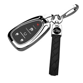 INYU For chevy key fob cover Malibu Equinox Traverse Camaro Cruze LT Trailblazer Blazer Volt Smart Key Pack TPU Car Keychain (Silver)