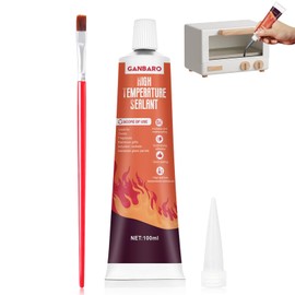 Ganbaro® 482°F High Temp Silicone Sealant, High Temperature Adhesive, Heat Resistant Glue with Brush Fast Drying Waterproof Adhesive for Oven, Grill, Microwave 100 ml (Black)