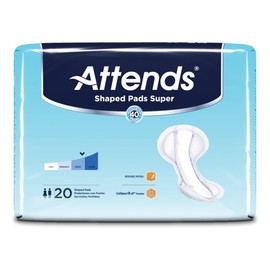 Attends Shaped Pads Super Unisex Incontinent Pad Contoured 13 X 27.2 Inch SPSA, 20 Ct