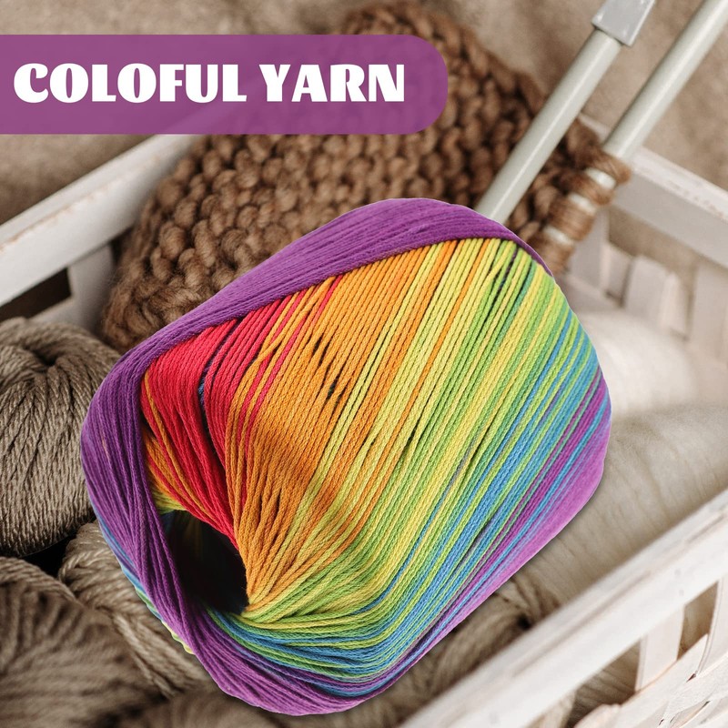 Milisten 133M Weiches Häkelgarn Mehrfarbiges Baumwollstrickgarn Handstrickgarn Webgarn Häkelgarn (Regenbogen)