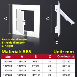 Qrity 4x6 Inch(100×150mm) Access Panel, Paintable Easy Access Doors, ABS Plastic Inspection Hatch with Installation Screws, for Wall and Ceiling