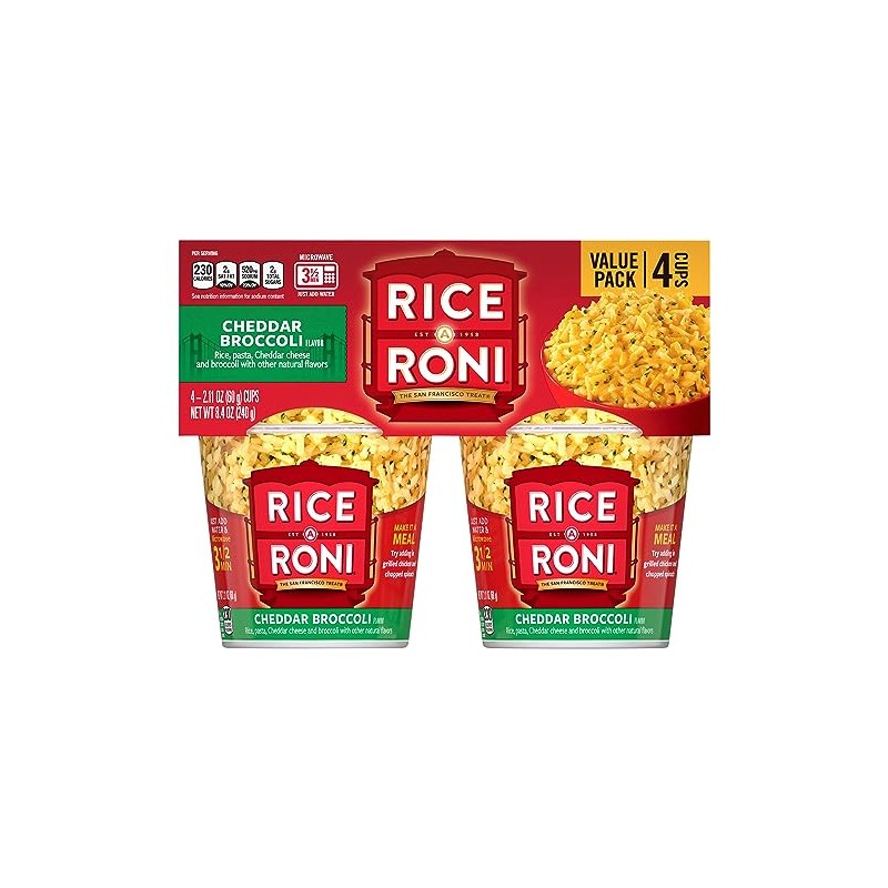 Rice A Roni 4pk Cups-Cheddar Broccoli