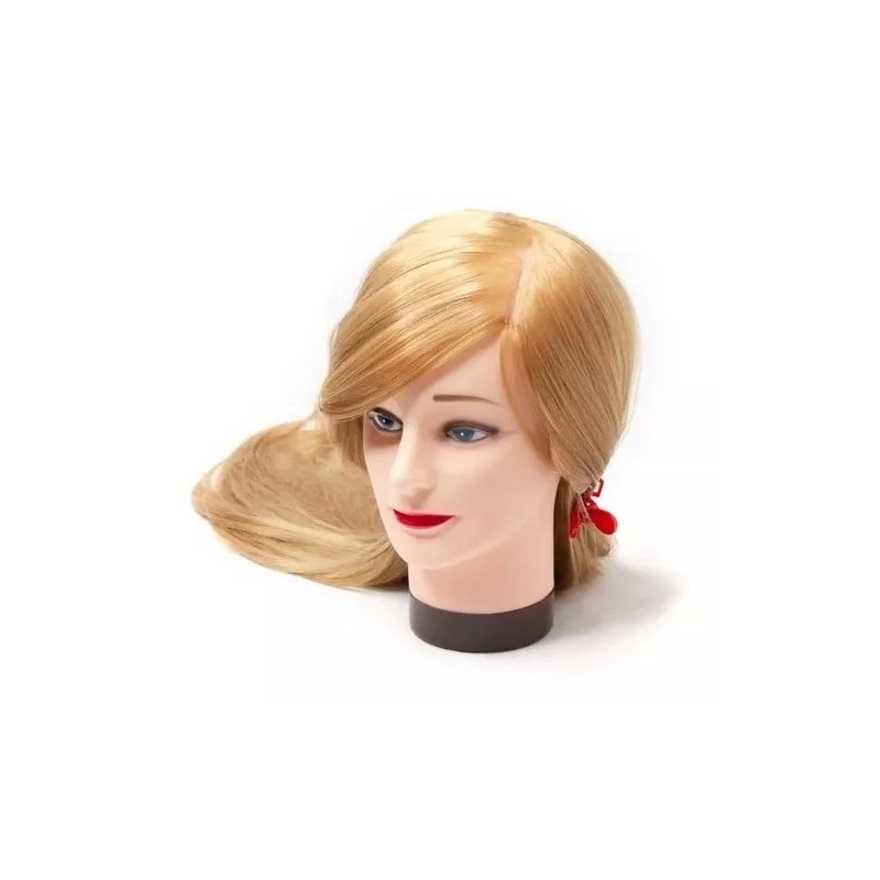 Lobo Maniqui Cabezote Lobo Cabello Extra Largo Sintetico C/ Base