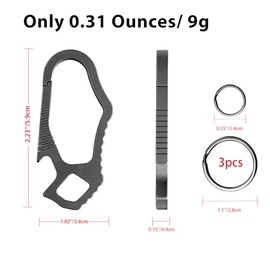 Llavero con mosquetón de titanio con 3 llaveros resistentes, llavero para abrebotellas, llavero de coche para hombres y mujeres