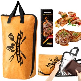 BBQ Blanket for Resting Meat, 22 in Smoker Meat Resting Blanket, Reusable Smoker Grilling Meat Insulated Resting Bag with Wide Mouth for Large Gifts for Men/Dad with Box, Brown