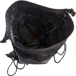 HOOEY Black & Grey Weather Tight Backpack - Drawstring Gym Bag w/Front Zipper Pocket, Lightweight & Durable Sports Sack for Travel, Gym, and Outdoor Activities